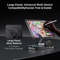 Cargador Inalámbrico Multifunción 3 en 1, Soporte Plegable para Portátil con Cables Retráctiles para iPhone, iPad, Reloj y Auriculares