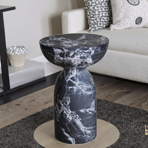 โต๊ะข้างหินอ่อนทรงกลมสีดำสไตล์โมเดิร์นโต๊ะสไตล์เวียดนามดีไซน์ใหม่2025เป็นมิตรกับสิ่งแวดล้อมทนทาน - Product Image 3