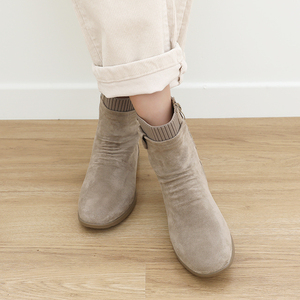 [JSHOE] Botines de punto de gamuza con forro polar de moda de Seúl de estilo coreano de buena calidad Botas de mujer - Product Image 4