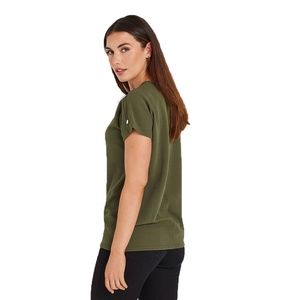 Camiseta de cuello redondo para mujer, camiseta informal de algodón de manga corta, suave, cómoda, transpirable, para uso diario, Top básico de moda - Product Image 2