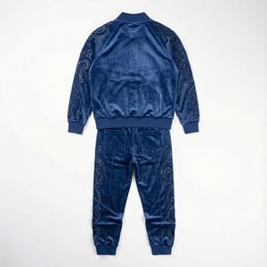 Conjunto de Dos Piezas de Chándal con Capucha de Terciopelo Estampado Personalizado para Mujer, Chaqueta Cortavientos con Cordón y Pedrería, Pantalones, Ropa Urbana de Peso Medio - Product Image 3