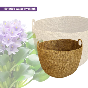ชุดตะกร้าผ้าสานมือจากผักตบชวาธรรมชาติ 3 ใบ |   ที่เก็บของอเนกประสงค์สำหรับการจัดระเบียบบ้าน - Product Image 2