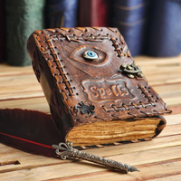 Livre d'ombres en cuir gothique avec mauvais œil Hocus Pocus Grimoire 200 pages Halloween Witchcraft Gift Journal