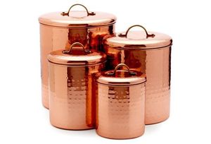 Accesorios de cocina tarros de cobre puro para accesorios de cocina tarros de especias de Metal olla con tapa tarros de encimera decorativos con logotipo - Product Image 5