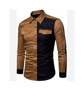 เสื้อเชิ้ตผู้ชายแขนยาวสไตล์ลำลองสำหรับฤดูใบไม้ร่วง ปกเชิ้ตแบบพับได้ ลายเรียบ ผ้าซาติน ป้องกันการเป็นขุย ผลิตจากโพลีเอสเตอร์/คอตตอน - Product Image 3