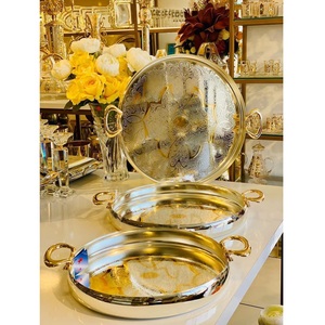 Plateau de service de forme ovale au design moderne de couleur or pour chocolat et collations pour hôtel et restaurant Plateau en étain pour service de cuisine - Product Image 4