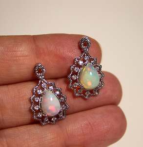 Pendentif en opale éthiopienne blanche pierre précieuse naturelle pendentif en cristal de réglage en argent bijoux faits à la main cadeau pour elle - Product Image 1