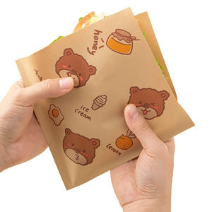 Sacs jetables à double poche ouverte, résistants à l'huile, en papier alimentaire, pour sandwichs, beignets, à emporter, pour boulangerie - Product Image 5