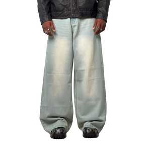 Pantalones Vaqueros de Hombre Estilo Urbano, Vintage, Deslavados, Casuales, Holgados, Unisex, de Mezclilla - Product Image 2