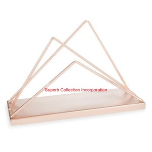 Modern Rose Gold Metal <b>Napkin</b> Holder Stylish Triangular Tabletop Tissue <b>Dispenser</b> Stand For Dining Table Restaurant Decor - Product Image 2