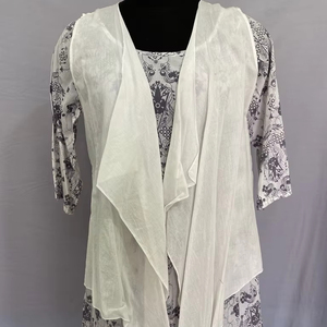 เดรสลำลองแขนสั้นคอวีลึกสำหรับผู้หญิง, เดรสลำลองแขนยาวปานกลางชุดเดรสผ้าฝ้ายนุ่มแต่งจีบแขนกุด - Product Image 1