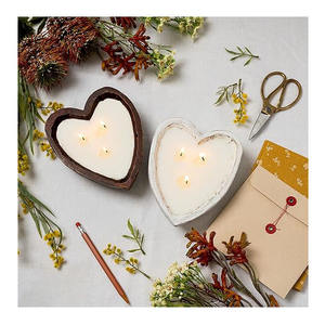 Nouvel arrivage de bol à bougie vintage en forme de coeur en bois de manguier Hot Seller Centre de table de bureau à domicile Taille personnalisée Minimum 100pcs - Product Image 1