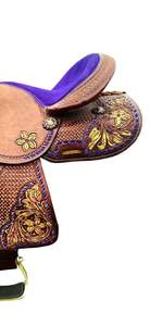 ADEEFA, calidad superior, marrón, hecho a mano, cuero labrado, sillín de resistencia occidental, asiento suave, barril de árbol de plástico, equipo de equitación - Product Image 4