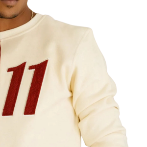 Sudadera de media y media chenilla Granate y Neutral Panel dividido Cuello redondo KAP Greek Fraternity Apparel Heavy Fleece Cotton - Product Image 6