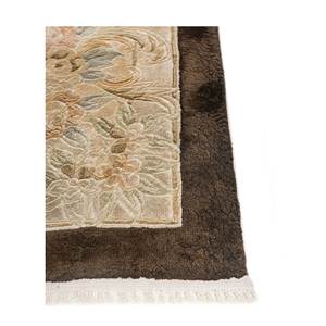 Gulmarg Beige Brown Hand Knotted Silk Rug Floral Living Carpet for Hallway Rectangle Puzzle Design for Bedroom Use-Pae-6380 - Product Image 4