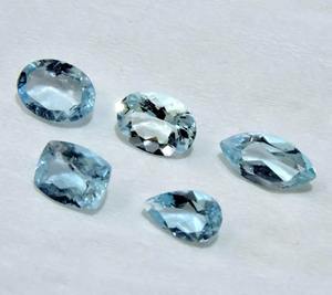 Lot de 5 pierres précieuses à facettes en forme d'aigue-marine naturelle Eau de mer bleu aqua Forme mixte Fabrication de bijoux en vrac Pierres précieuses de différentes tailles - Product Image 5