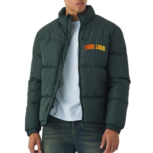 2026 Custom Men's Polyester Bomber Puffer <b>Jacket</b> High Street <b>Waterproof</b> Breathable Winter Coat Quilted Bubble <b>Padding</b> Green Coat - Product Image 1