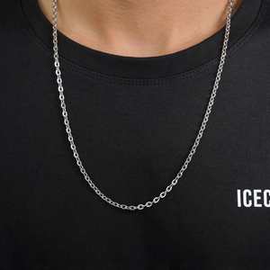 Cadena de Plata con Baño de Oro de 4mm, Cadena de Aleación de Zinc con Eslabones Tipo Cuerda, Serpiente, Figaro, con Incrustaciones de Diamantes, Moderna, para Regalo - Product Image 2