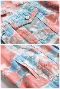 Latest Design Men <b>Floral</b> Sublimation Printed Fashion Streetwear Slim Fit Sublimated Denim Jacket with Holes - Product Image 3