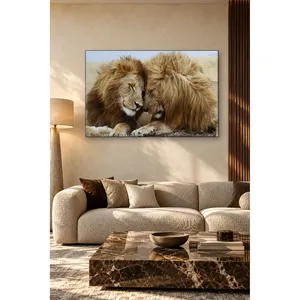 Impression sur toile Fida : Deux Lions se reposant la tête sur la tête de l'autre - Product Image 5