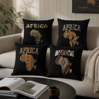 Siyah Kadın Kraliyet Desenli Yastık Kılıfı Yumuşak Polyester Afrika Altın Portreli Minder Kılıfı Kanepe için Dekoratif Kılıf