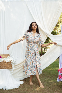 Vestido Largo Maxi Bohemio Floral para Mujer, Novedades 2026, Casual, de Satén y Seda, con Estampado Tie Dye, Estilo Boho Chic, con Botones - Product Image 2