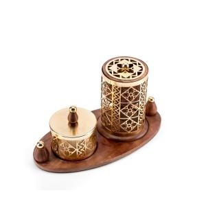 Eid Ramadan Vente Chaude Style Arabe Brûleur D'encens En Laiton Bakhoor Ensemble Avec Rotin Tissé Décor À La Maison Bakhoor Mubkhar Tissé Peut - Product Image 3