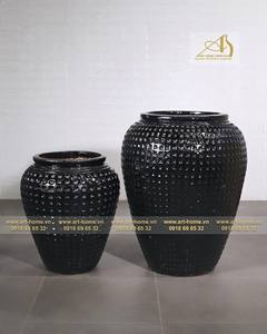 Elegante sofisticación, moderno, respetuoso con el medio ambiente, duradero, esmaltado, maceta de cerámica, para el hogar y el jardín, plantación, negro - Product Image 1