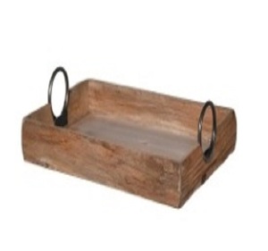 Fournisseur de plateau de service en bois de forme rectangulaire fantaisie avec poignée en métal Design personnalisé Taille Plateau de table Tay de service fait à la main - Product Image 1