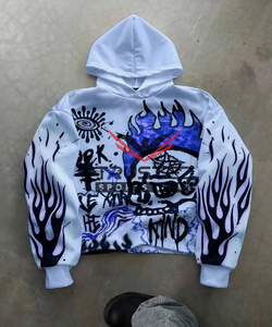 Sweat à capuche surdimensionné en molleton épais 100 % coton de haute qualité, respirant, écologique, style streetwear, avec poches, idéal pour l'hiver - Product Image 4