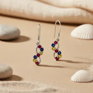 Geometric Drop Earrings for Women 925 Silver Natural Stone Classic Fashion Jewelry Party - Product Image 1