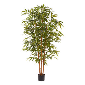 DreamCraft Vietnam Pure Garden <b>6FT</b> Artificial Bamboo <b>Tree</b> Plastic Fake Indoor Plant Adjustable Leaves Pot for Home Restaurant - Product Image 6