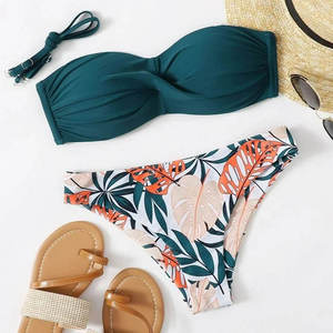 Ensemble de maillot de bain sportif 2 pièces sans bretelles, soutien-gorge et culotte, en coton 100 %, séchage rapide, respirant, pour femmes, OEM durable - Product Image 2