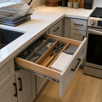 Ensemble complet d'armoires de cuisine américaines grises de style Shaker sur mesure pour projet de maison entière – Solution d'armoires