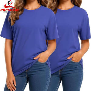 Camiseta extragrande Premium Camiseta extragrande de algodón azul y gris para mujer - Product Image 3