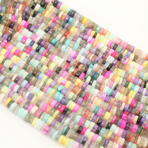 Magnifiques perles Heishi en forme de pneu, mélange de pierres précieuses, lisses, 4-7 mm, qualité AAA, mélange de pierres, perles en forme de roue, bijoux - Product Image 3