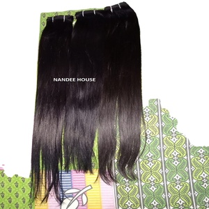 Paquets de cheveux humains indiens Remy alignés sur des cuticules vierges complètes 4*4 fermetures avant en dentelle transparente Extensions de cheveux longs et profonds - Product Image 2