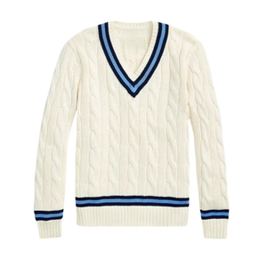 เสื้อสเวตเตอร์คอวีปักลายวินเทจ PEER SPORTS สำหรับผู้ชาย ผ้าฝ้าย 100% ป้องกันขนร่วง  โลโก้ด้านหน้าแบบกำหนดเอง เหมาะสำหรับฤดูหนาว - Product Image 1