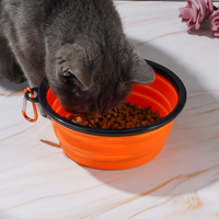 Penjualan terlaris kustom 2-in-1 luar ruangan silikon dapat dilipat mangkuk hewan peliharaan dapat dilipat kucing & anjing makanan & makanan air makan mangkuk Travel