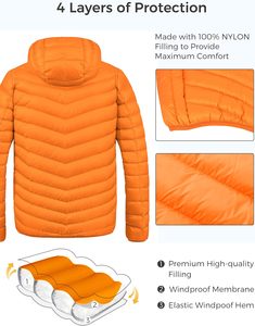 Ventes en gros Nouvelle mode Doudounes brillantes en duvet de plumes Matériel de haute qualité Logo personnalisé Vestes matelassées à capuche pour hommes - Product Image 5