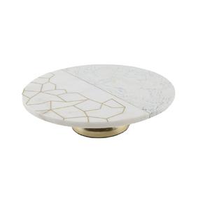 Soporte de pastel de metal estándar de latón AK con tapa de mármol blanco soporte de pastel hecho a mano para aniversario de boda/ocasión - Product Image 3