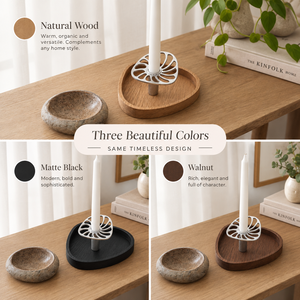Portavelas Minimalista de Madera con Base de Metal, Forma Ovalada, Decoración de Mesa para el Hogar, Tema de Plantas y Flores, para Todas las Estaciones - Product Image 4