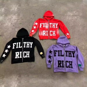 เสื้อฮู้ดดี้ผู้ชายทรงบ็อกซี่ผ้าฝ้ายโอเวอร์ไซส์แบบสั่งตัดเย็บพิเศษ สไตล์วินเทจ ซิปหน้า ฟอกสีซีดแบบซันเฟด ล้างสีแบบแอซิดวอช - Product Image 2