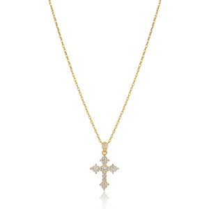Collier tendance chrétien pour fiançailles, design croix angulaire, pierre en zircon clair, charme, fabrication turque, argent sterling 925 - Product Image 1