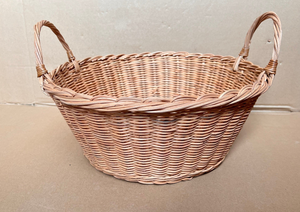 <b>Large</b> Handwoven Rattan <b>Wicker</b> Serving <b>Basket</b> with Handles Rustic Round Shallow <b>Storage</b> Tray <b>for</b> Multipurposes Made in Vietnam - Product Image 2