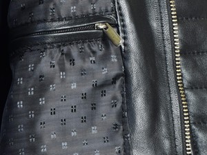 Chaqueta de Cuero de Oveja Negra para Hombre, Estilo Bomber, Manga Raglán, Cuello Alto, Estilo Vintage de Invierno - Product Image 3