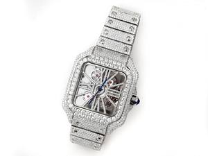 Reloj esqueleto Moissanite-100% Reloj mecánico hecho a mano Iced Out, reloj de pulsera popular con aspecto de diamante de la India - Product Image 4