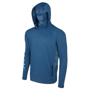 Camisa de Pesca con Capucha Azul para Hombre con Rayas Rojas y Blancas, Impresión por Sublimación, Protección UPF 50 Anti UV, Manga Larga - Product Image 5
