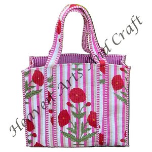 Large Capacity Weekend Tote Quilted <b>Block</b>-Print Duffle Bag Cotton Soft <b>Yoga</b> Bag #1 Best Reviewed In Women's Shoulder Bags - Product Image 4