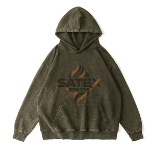 Heavyweight Acid Wash Pullover Hoodie Custom Oversized Streetwear Unisex Blank Vintage Sweatshirt for Wholesale - Product Image 3